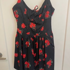 Black dress with rose print